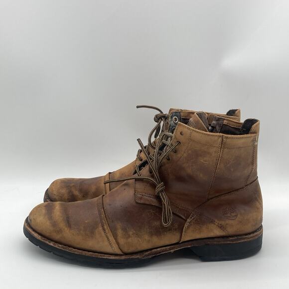 Mens Size 9.5 Timberland Earthkeepers Boot Brown Leather Chukka Casual Ankle Zip - Picture 4 of 10